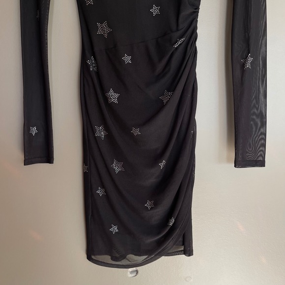 Cinq a Sept Marlene Dress Star Print Black Silver Embellished Sz 0 Bodycon Sexy - Picture 8 of 16